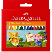 Bereketli Store Faber-Castell 12'li Mum Boya | Canlı Renkler Kolay Boyama Boya Seti