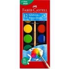 Bereketli Store Faber-Castell Büyük Boy 12'li Sulu Boya | Canlı Renkler Fırçalı Suluboya Seti