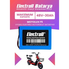 Electroll Motolux F5 Uyumlu Batarya (Maksimum Kapasite) Lifepo4 48V 30AH Elektrikli Motosiklet Bataryası