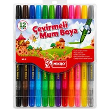 Bereketli Store Mikro 12'li Çevirmeli Uzun Mum Boya Seti | Renkli Çevirmeli Boya Kalemleri