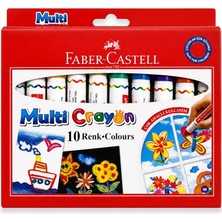 Bereketli Store Faber-Castell Multi Crayon 10 Renk Jel Mum Boya | Yumuşak Sürüşlü Boyama Seti