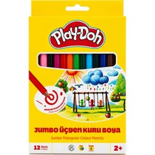 Bereketli Store Play-Doh 12'li Jumbo Üçgen Kuru Boya Kalemi | Canlı Renkler Boyama Seti
