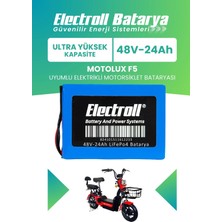 Electroll Motolux F5 Uyumlu Batarya (Ultra Yüksek Kapasite) Lifepo4 48V 24AH Elektrikli Motosiklet Bataryası