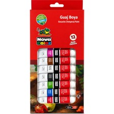 Bereketli Store Nova Color 12 Renk Guaj Boya Seti | Canlı Renkler Resim ve Hobi Boyası