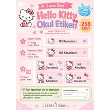 Ceres Studio Okul Etiketi Kalem Defter Isimli Etiket Isim Yazılabilen Yeni Hello Kitty Temalı - 258 Adet Özel Yeni Tasarım