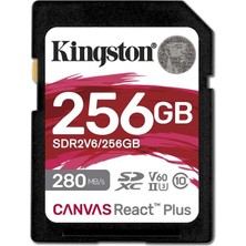 Kingston SDR2V6-256GB Canvas React Plus Sdxc Uhs-Iı 280R-150W U3 V60 For Full Hd-4k Sd Hafıza Kartı (Kdo)