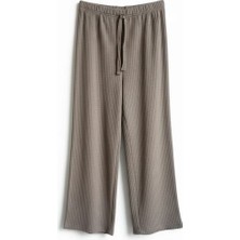 %75 Pamuklu Beli Lastikli Vizon Fitilli Triko Pantolon