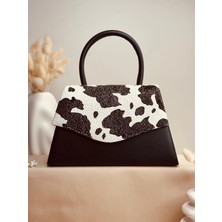 Elora Cow Print Desen Siyah Çanta