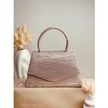 Elora Liora Dalga Desenli Pudra Rose Gold Simli Çanta