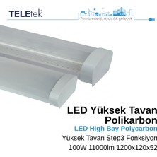 Teletek 100W 3 Kademeli Ayarlanabilir  LED Aydınlatma Armatürü   Beyaz Difüzör IP65 Polikarbon Yüksek Tavan Sıva Üstü, Endüstriyel