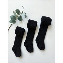 Panfilia Pamuklu Bebek / Çocuk Siyah Külotlu Çorap 3'lü Set