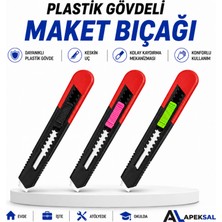 Apeksal Plastik Gövdeli Maket Bıçağı Falçata Sürgülü Kesici Hobi Ofis Atölye