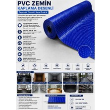 Evimdeyokyok Pvc Desenli Zemin Kaplama Muşambası 3mm 1x5 Metre Kaymaz Araç Konteyner Oto Taban Kaplaması Mavi