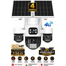 Sonreir Trio-459 4 Kameralı 20MP 4G Sim Kartlı Güvenlik Kamerası Çift Solar Panelli Güneş Enerjili Kamera