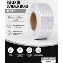 Evimdeyokyok Bal Petekli Reflektif Bant Beyaz 50MM x 50M Kendinden Yapışkanlı Reflektör Şerit Uyarı Bandı