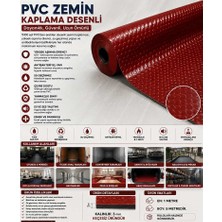 Evimdeyokyok Pvc Desenli Zemin Kaplama Muşambası 3mm 1x5 Metre Kaymaz Araç Konteyner Oto Taban Kaplaması Bordo