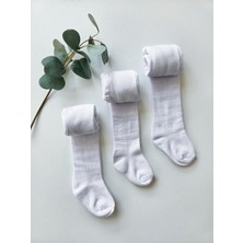 Panfilia Pamuklu Bebek / Çocuk Beyaz Külotlu Çorap 3'lü Set