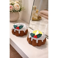 Nure Store Noel Pudingi Şeklinde Mumluk 1 Adet + Pilli Mum