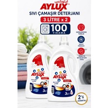 Aylux Sıvı Çamaşır Deterjanı 2x3L (100 Yıkama) Üstün Leke Çıkarma, Yoğun Kıvam, Ekstra Parfüm