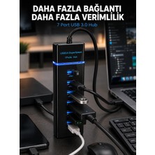 Timion Mey Ithalat® 7 Port USB 3.0 Hub 5gbps Süper Hızlı USB Çoklayıcı