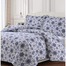 Tribeca Living Nevresim TAKIMI,%100 Pamuk Flanel, Kar Taneleri, Queen