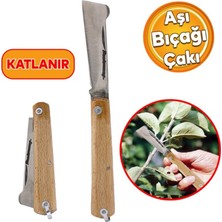 Elivora Aşı Bıçağı Profesyonel Çelik Tepeli Uçlu Bağ Ağaç Budama Aşı Çakısı 170 mm Ahşap Saplı Bıçak Çakı