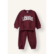 DeFacto %100 Pamuk Bisiklet Yaka Baskılı Sweatshirt Üst Esnek Belli Eşofman Altı 2'li Takım Erkek Bebek H8483A526AU