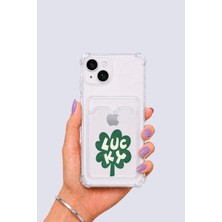 iPhone 13 Kartlıklı Lucky Yonca Desenli Kılıf Nemere