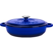 Hype Store Lava Döküm Yuvarlak Çok Amaçlı Yayvan Tencere New Heritage Serisi ÇAP(Ø)28CM. Mavi
