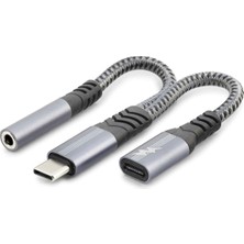 Skygo Type-C To 3.5 mm + Type-C Araç Şarj Ayırıcı Kablo - Siyah GJ-018