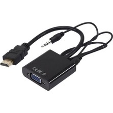 ALK PM-32015 Siyah 3.5mm Ses Destekli HDMI To Vga+Audio Dönüştürücü Adaptör