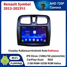 Conio Renault Symbol 2013-2023 Yıl uyumlu 2GB Ram 32GB Rom Hafıza Android Kablosuz Carplay Navigasyon Multimedya 9 Inç Ekran Hediye görüş kamerası Hediye Çerçevesi