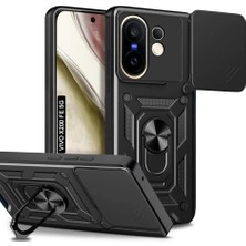 Nanospace Vivo X200 Fe Uyumlu Kılıf Kamera Korumalı Sürgülü Vega Yüzüklü Standlı Kılıf