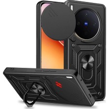 Nanospace Vivo X300 Uyumlu Kılıf Kamera Korumalı Sürgülü Vega Yüzüklü Standlı Kılıf