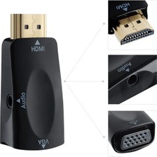 Powermaster PM-13645 HDMI Erkek To VGA Dişi Audio Girişli Çevirici Aparat