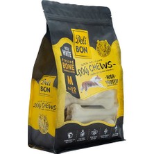 Delibon Beyaz Deri Pres Kemik Köpek Ödülü 12'li 15 cm Medium