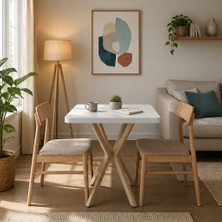 HOLLKA Mutfak Masası,cafe Masası ,balkon Masası, Bahçe Restoran Masası Yemek Masası 70X70 Cappuccino Renk Metal Ayak Kalınlaştırmalı