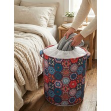 Prendi Home Mozaik Desenli Katlanabilir Premium Kumaş Çok Amaçlı Kirli Çamaşır Sepeti ve Oyuncak Sepeti 32X40