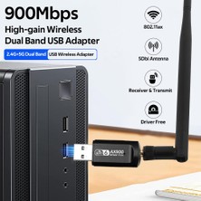Store Of Wifi Fenvı AX900 Mbps Wifi 6 + Bluetooth 5.3 5dbi Antenli Dual Band USB Adaptör