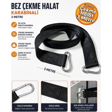 Edoni Eçh3 Çelik Kancalı Karabinalı Oto Bez Çekme Halatı 3 Metre