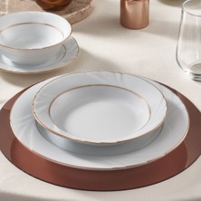GÜRAL PORSELEN Soprano 6 Adet 23 Cm Çukur Yemek Tabağı Mat Altın File