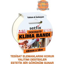 Setfix Dekoratif Klima Bandı, 48 mm x 18 mt / Klima Borusu ve Tesisat Elemanları Sarımı Için Krem Renk Yalıtım Bandı