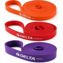 Delta 15-25-35 kg 3 Adet Direnç Bandı Barfiks Kas Güç Geliştirme Pilates Cross Training Power Band Seti