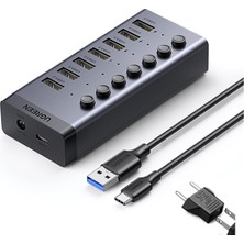 Ugreen 30778 7 Port USB 3.0 Bağlantı Noktası 5gbps Aktarım Hızı Hub Çoklayıcı ve Şarj Istasyonu