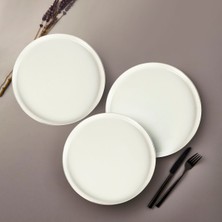 GÜRAL PORSELEN Bilbao 3 Parça  27 Cm Servis Tabağı  Gümüş Fıle