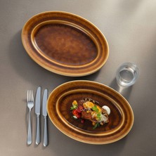 GÜRAL PORSELEN Güral 2 Adet 24 Cm Kayık Tabak Reaktif Saura 137