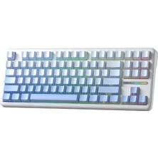 Aula F87 Pro Mekanik Rgb Tkl Graywood V4 Switch Kablosuz Makrolu Hot Swap Klavye Gradyan Mavi