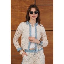 Very Moda Dantel Detaylı Inci Düğmeli Uzun Kollu Kadın Gömlek-  - | F1945