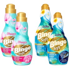 Bingo Soft Konsantre Çamaşır Yumuşatıcısı 1200 ml Frezya ve Lotus 4 Lü Paket