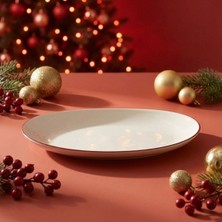 GÜRAL PORSELEN Elips Kırmızı Fileli 30 cm Kayık Tabak 30KMZ